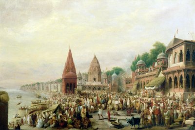 A View of Dasaswanadh Ghat, Benares, during the Dassera Festival by William Prinsep